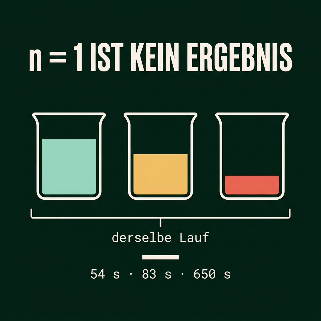 Drei identische Durchl&auml;ufe mit stark unterschiedlichen Ergebnissen.